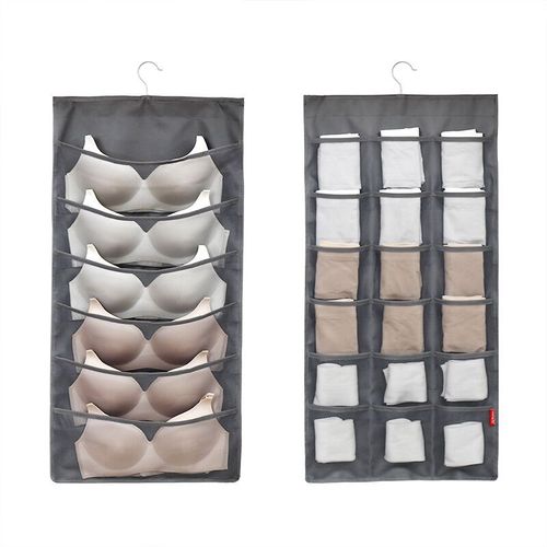 Fabric double-sided underwear storage hanging bag wardrobe socks underwear storage bag wall hanging dormitory hanging storage bag