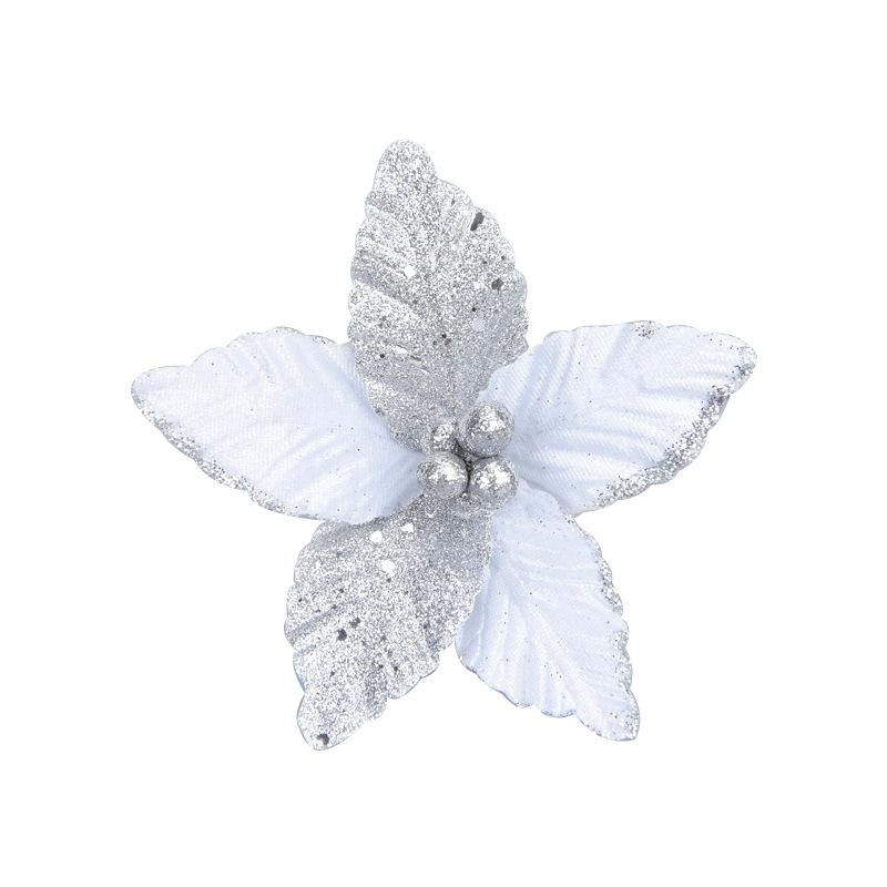 Tela de imitación de polvo de oro de doble capa, flores navideñas, accesorios para arreglos florales de árboles de Navidad, suministros decorativos para la disposición de escenas florales, venta al por mayor