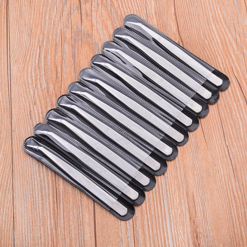 镊子不锈钢工具维修黑头美甲种睫毛嫁接燕窝挑毛长夹子尖细夹批发