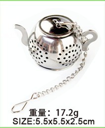 En existencias 304 de acero inoxidable Filtro de té cadena estrella amor casa tetera metal té filtro red