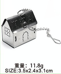 En existencias 304 de acero inoxidable Filtro de té cadena estrella amor casa tetera metal té filtro red