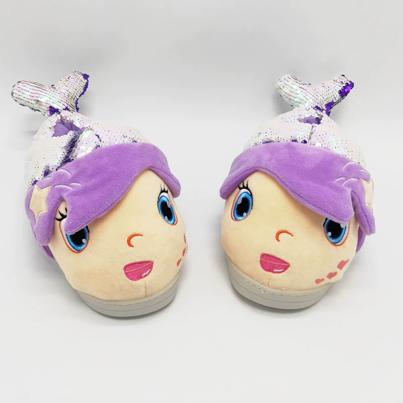 Милые плюшевые женские тапочки Imeiyuan с русалкой, домашние толстые стельки, осенне-зимние теплые домашние толстые хлопковые тапочки для женщин