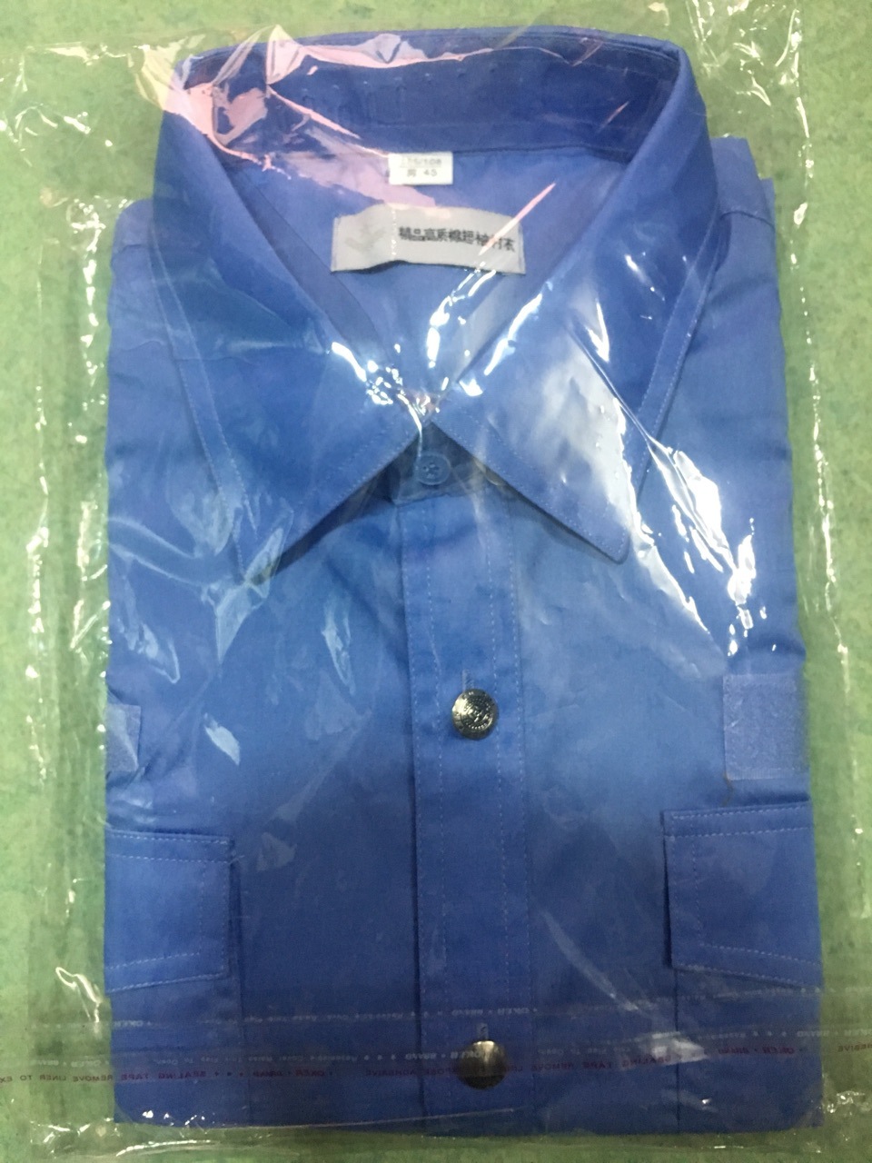 라이트 블루 고품질 코튼 반소매 셔츠