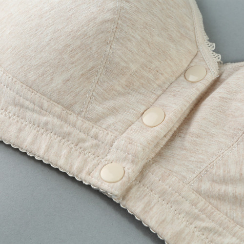 Cotton large size bra for middle-aged and elderly people, sports sleep nursing bra, wire-free front buckle vest-style mother's underwear