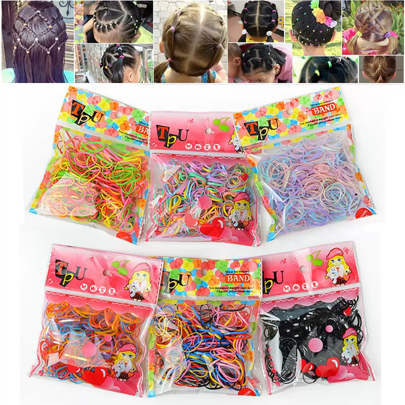 义乌一次性皮筋袋装儿童盘发彩色小皮筋高弹性橡皮筋发圈厂家直销