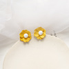 Sweet lemon yellow cute universal earrings, flowered, simple and elegant design