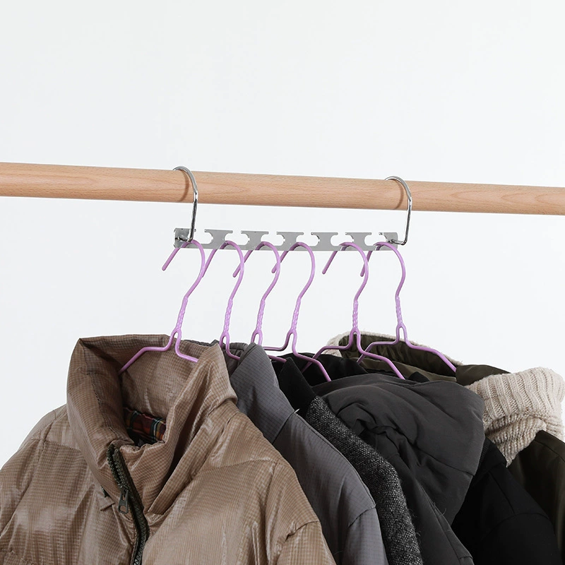 Прямая поставка с завода, трансграничная Волшебная металлическая вешалка с 6 отверстиями, многофункциональная складная вешалка из нержавеющей стали, в наличии оптом