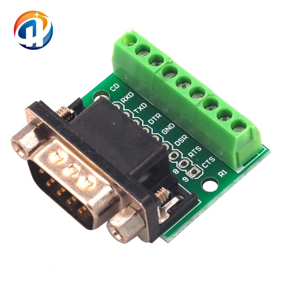 DB9公头转接螺丝接线端子9针9孔RS232 RS485 转换板