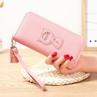 Wallet, long fashionable capacious shoulder bag with zipper, Korean style