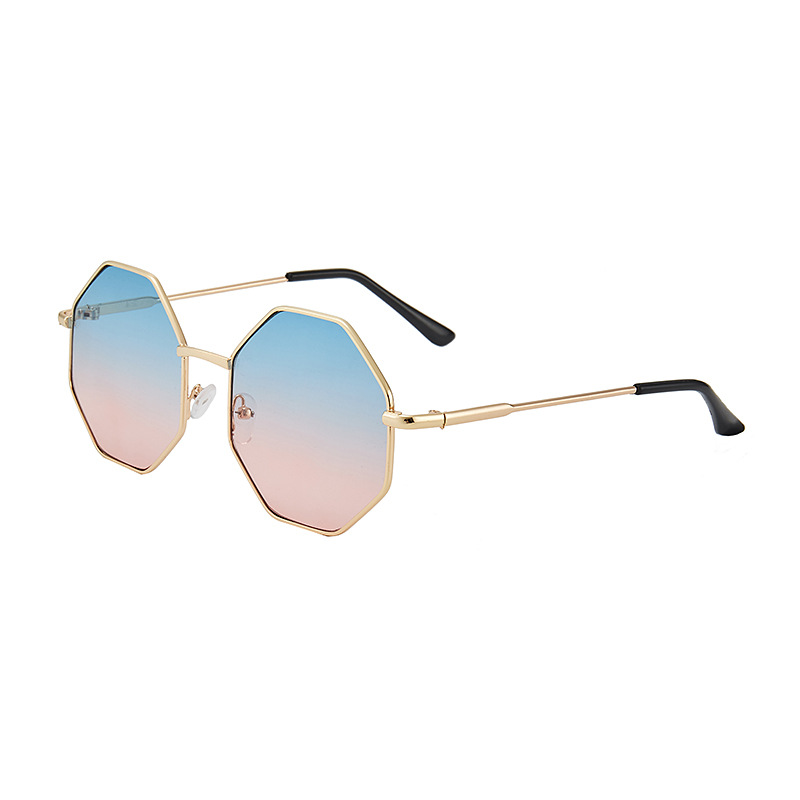 Metal Frame Polygonal Sunglasses European and American Small Frame Mercury Ocean Lens Sunglasses 9715 Uv Protection Irregular Shape Glasses