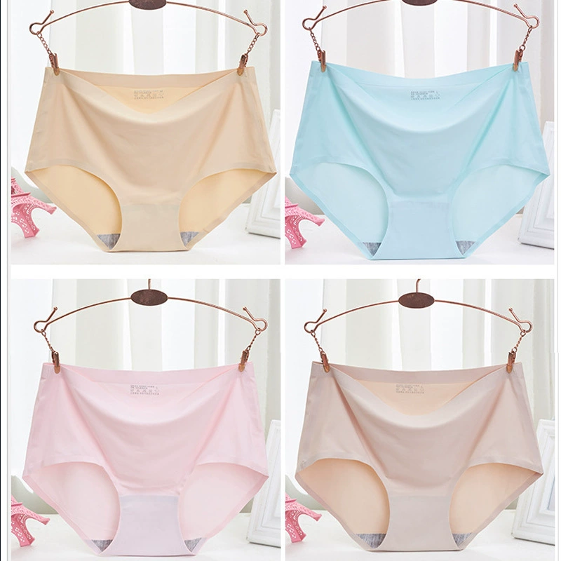 Оптовое цельное бесшовное нижнее белье, женское Новое дышащее Ice Silk со средней талией, сексуальное женское нижнее белье больших размеров, женское нижнее белье