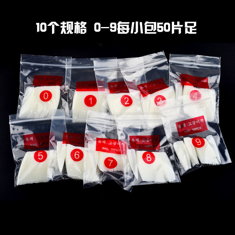 Transfronterizo especial para la punta del salón pieza de uñas 500 piezas bolsa natural transparente color falso uñas manicura pieza de uñas al por mayor
