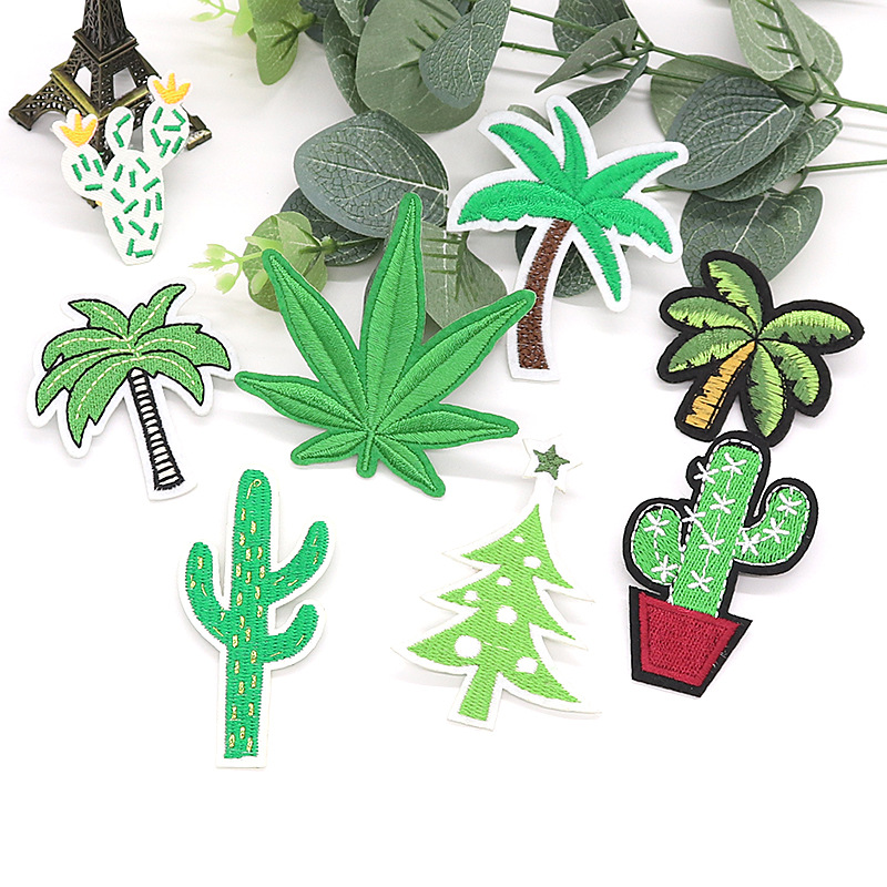 厂家现货时尚布贴刺绣服装包包鞋帽手工艺胸针补丁小树组合批发