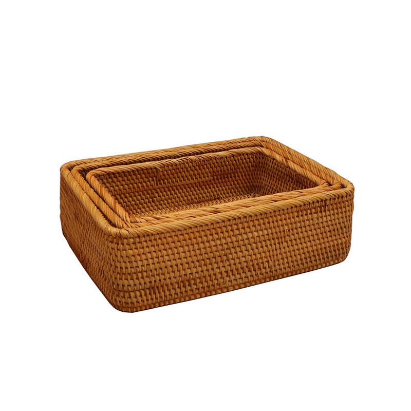 メーカー直売の小さい方のかごの大きい方のかごの大きい方のかごの3つのセットはかごの間食のデスクトップの収納箱を収納して枠を編んで物のかごを置きます。