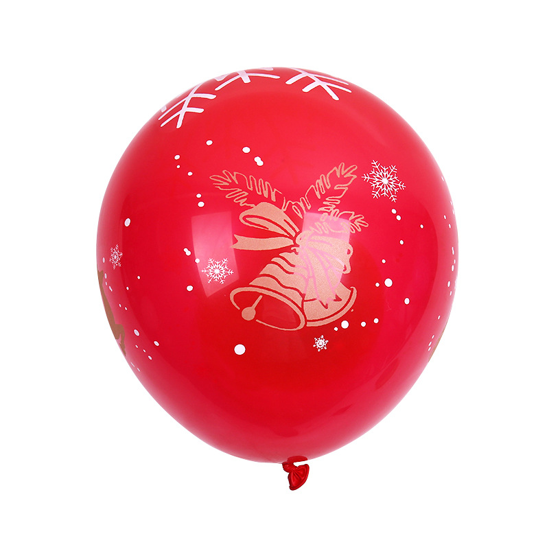 Rojo y verde globo de Navidad de látex de 12 pulgadas de 5 lados de oro todo impreso colorido látex redondo globo de Navidad