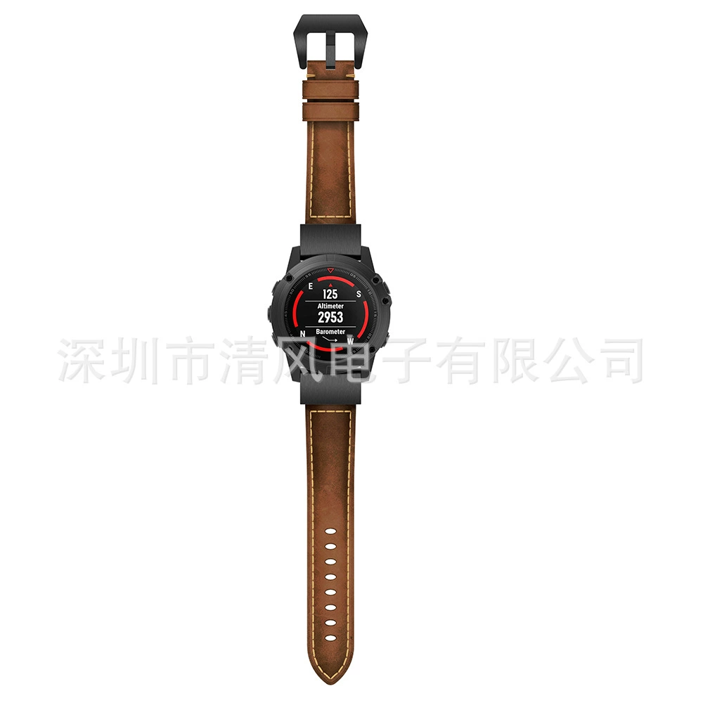 Подходящий для Garmin fenix8/7x/5x/6s/5s ремешок из кожи с рисунком Crazy Horse, быстрая застежка, прошитый ремешок для часов fenix