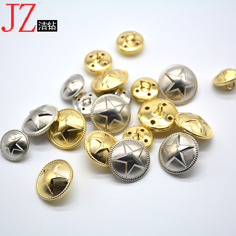 高档铜扣 五角星铜皮纽扣 圆形手缝扣金属纽扣工作服大衣外套扣