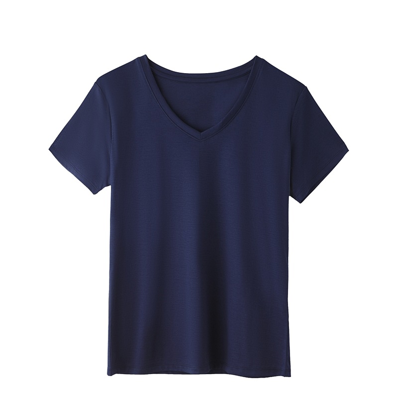 Estación Europea verano nueva camiseta de manga corta de algodón mercerizado con cuello en V camiseta de mujer europea y americana entrega de una pieza K1077A