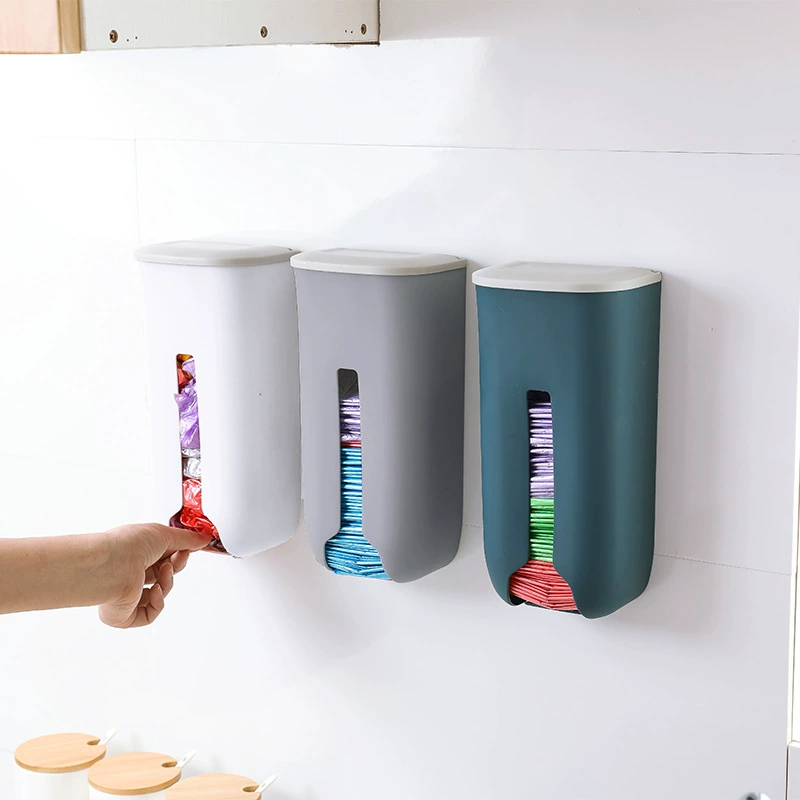 zimoo/子沐 Wall-Mounted Garbage Bag Storage Box – Plastic Organizer System in White, Grey, Navy Blue