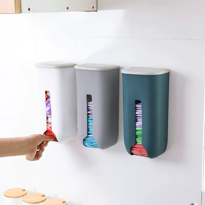 zimoo/子沐 Wall-Mounted Garbage Bag Storage Box – Plastic Organizer System in White, Grey, Navy Blue