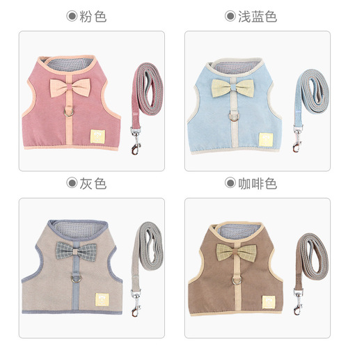 Vest style dog leash factory direct sale simple Korean style leash breathable mesh cat and dog universal harness