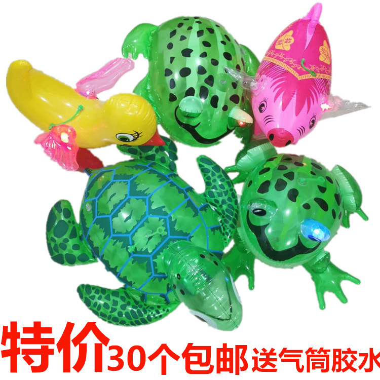 New Inflatable frog turtle children flash double flash elastic rope balloon inflatable products night market toys wholesale