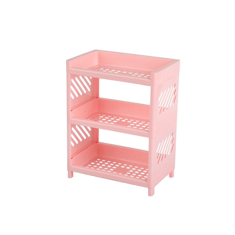 Creative Bathroom Supplies Storage Three-layer Storage Rack Pink Bedroom Organization Rack Bathroom Shelf Kitchen