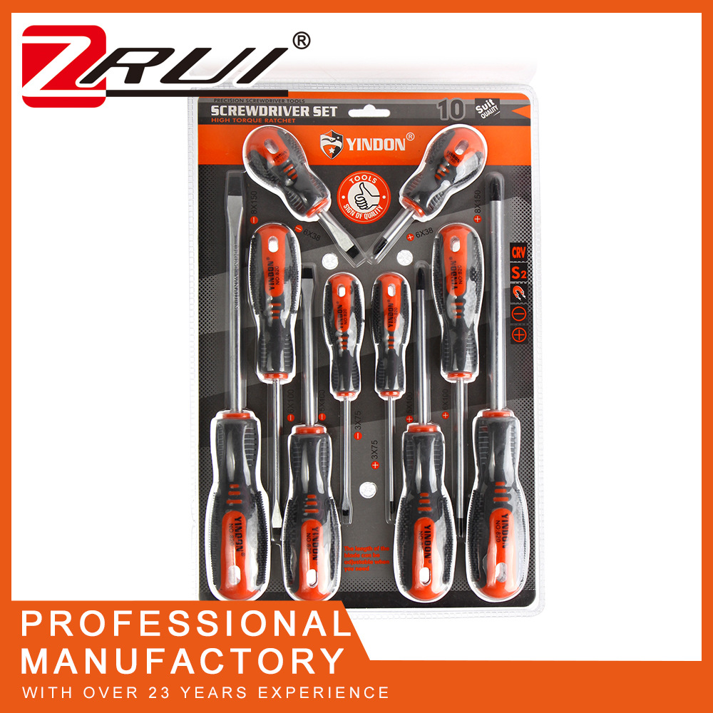 10pc de alta frecuencia de doble burbuja multi-Especificación de tres colores mango de masaje destornillador cruz de una palabra industrial conjunto de mantenimiento del hogar image 5