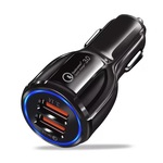 QC3.0车载充电器 发光双口保龄球快充车充 5V3.1A汽车手机充电器