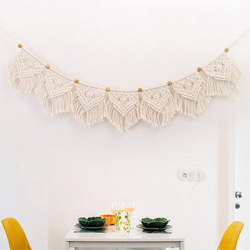 Tassel braided small flag home wall decoration European bohemian style living room bedroom wall decoration wall hanging