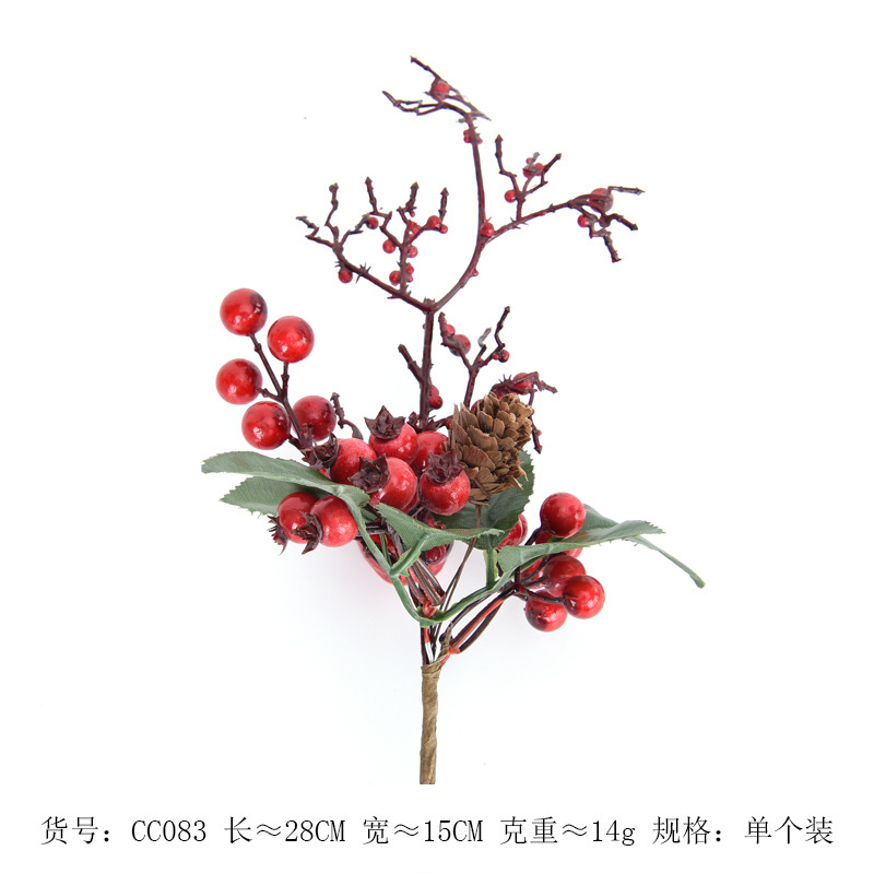 Arreglo de cadena de fruta roja de simulación fruta roja baya decoraciones de navidad accesorios de bricolaje decoración del hogar de la boda