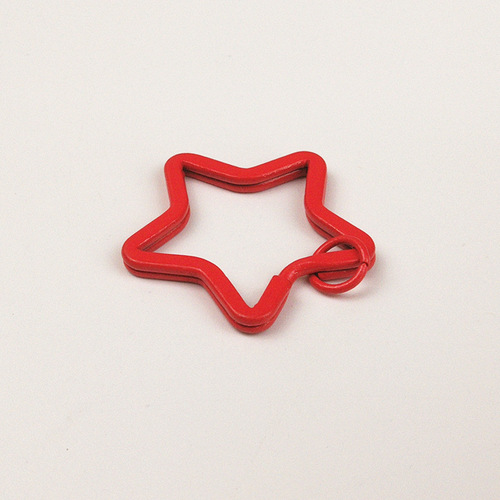 Colorful five-pointed star painted key ring with closed ring metal buckle handmade bean pendant DIY accessories
