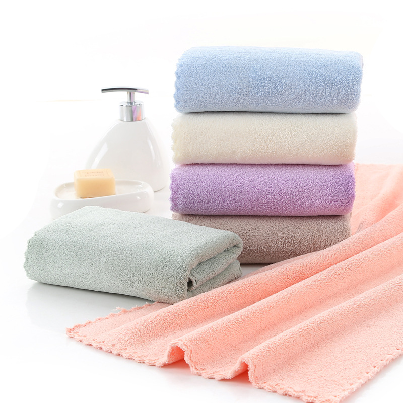Serviette en polaire corail microfibre unie pour couples, épaisse, absorbante, idéale pour sécher les cheveux et le visage. Vente en gros._voghion.com