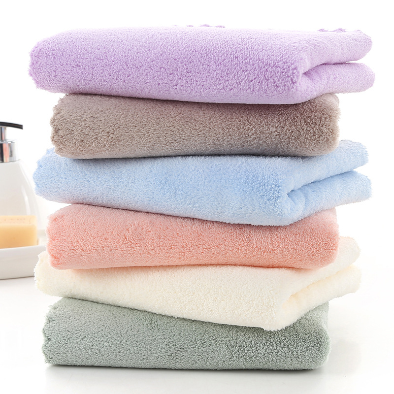Serviette en polaire corail microfibre unie pour couples, épaisse, absorbante, idéale pour sécher les cheveux et le visage. Vente en gros._voghion.com
