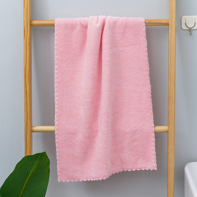 Serviette en polaire corail microfibre unie pour couples, épaisse, absorbante, idéale pour sécher les cheveux et le visage. Vente en gros._voghion.com