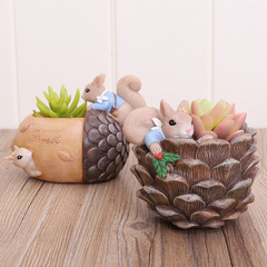 もし家の創意リスナッツ花園樹脂植木鉢デスクトップ園芸多肉盆栽緑植置物