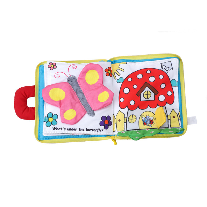 Dibujos animados bebé girasol peekaboo tela libro bolsa lavable tela a prueba de lágrimas juguetes en stock al por mayor