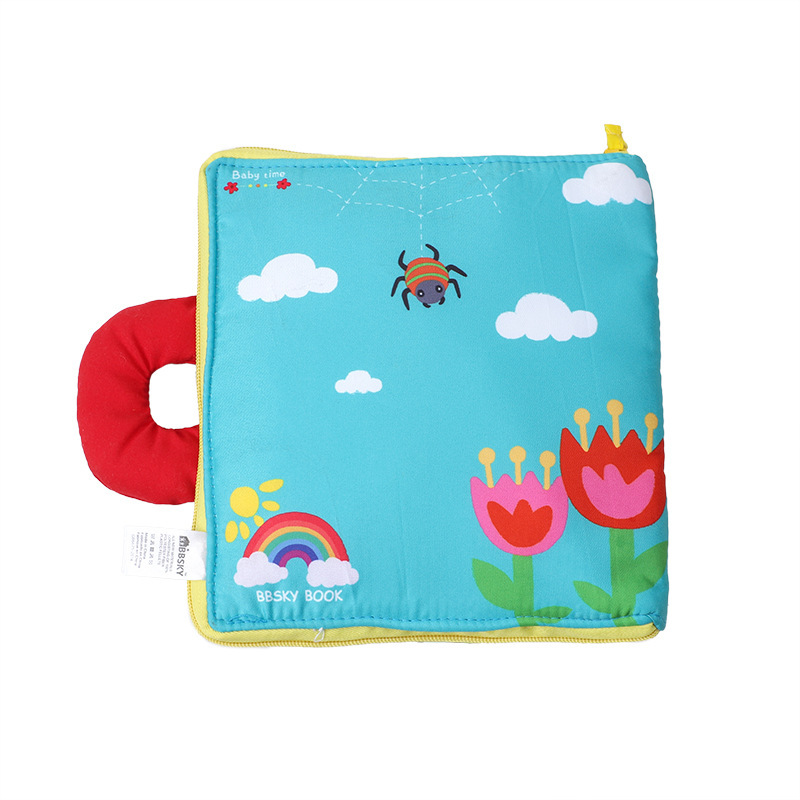 Dibujos animados bebé girasol peekaboo tela libro bolsa lavable tela a prueba de lágrimas juguetes en stock al por mayor