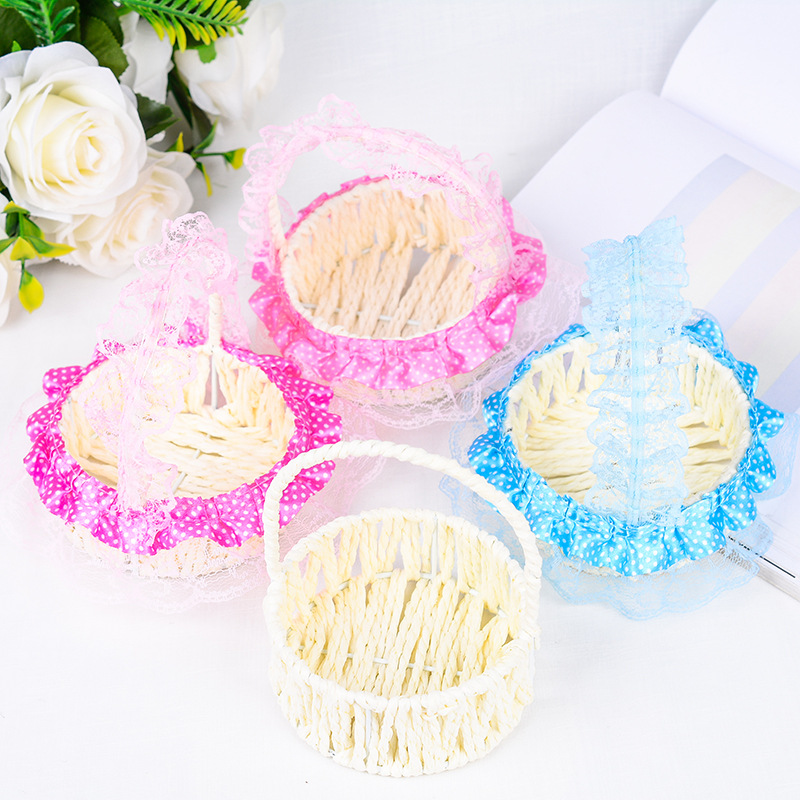 Flower basket woven small flower basket plastic mini rattan hand basket woven art ornaments basket