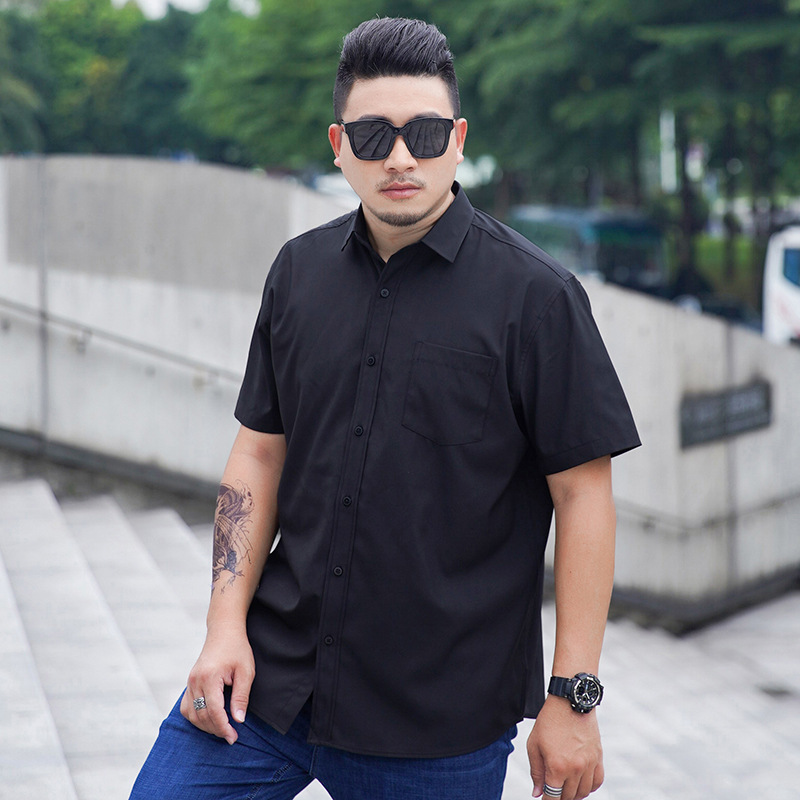 plus size Short-sleeved Shirt Men's Business Casual All-match Multi-color Business Wear Loose Chubby Short-sleeved Shirt Fat Guy Shirt