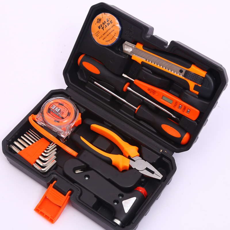 Multifuncional herramientas de hardware del hogar traje martillo de seguridad caja de herramientas del coche herramientas de carpintería caja de herramientas de hardware al por mayor