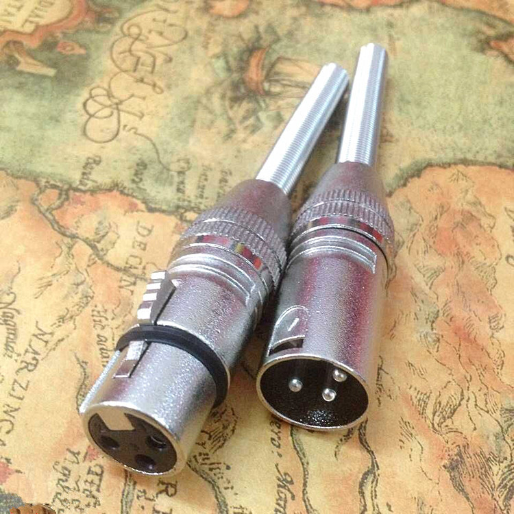 厂家直供带长弹簧卡龙头三针孔卡侬头话筒插头 3芯话筒卡农公母头