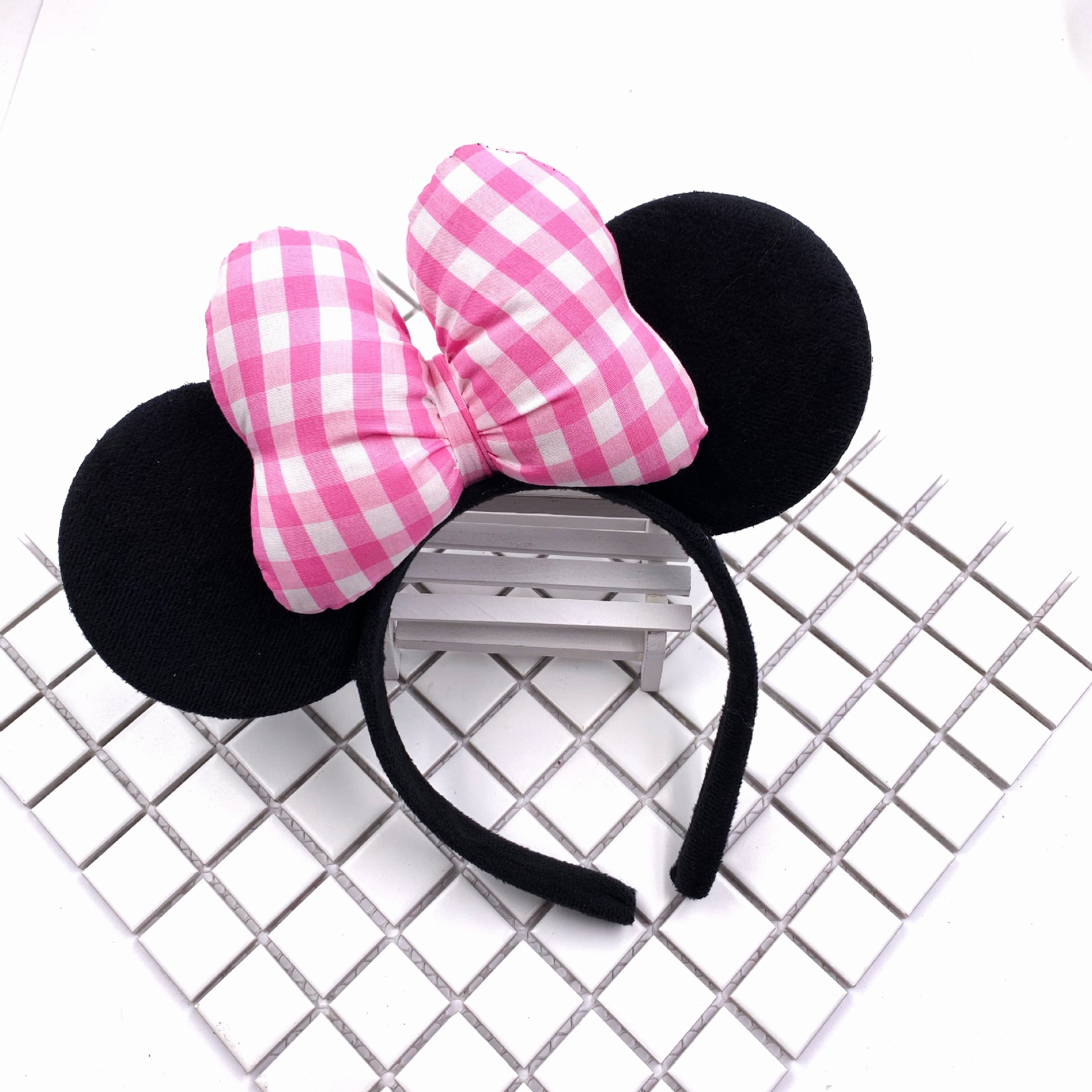 Grid cloth powder white grid