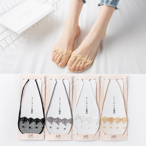 Women's summer thin strap socks, summer lace socks, women's half palm anti-slip invisible socks, sock Bottom Wholesale 