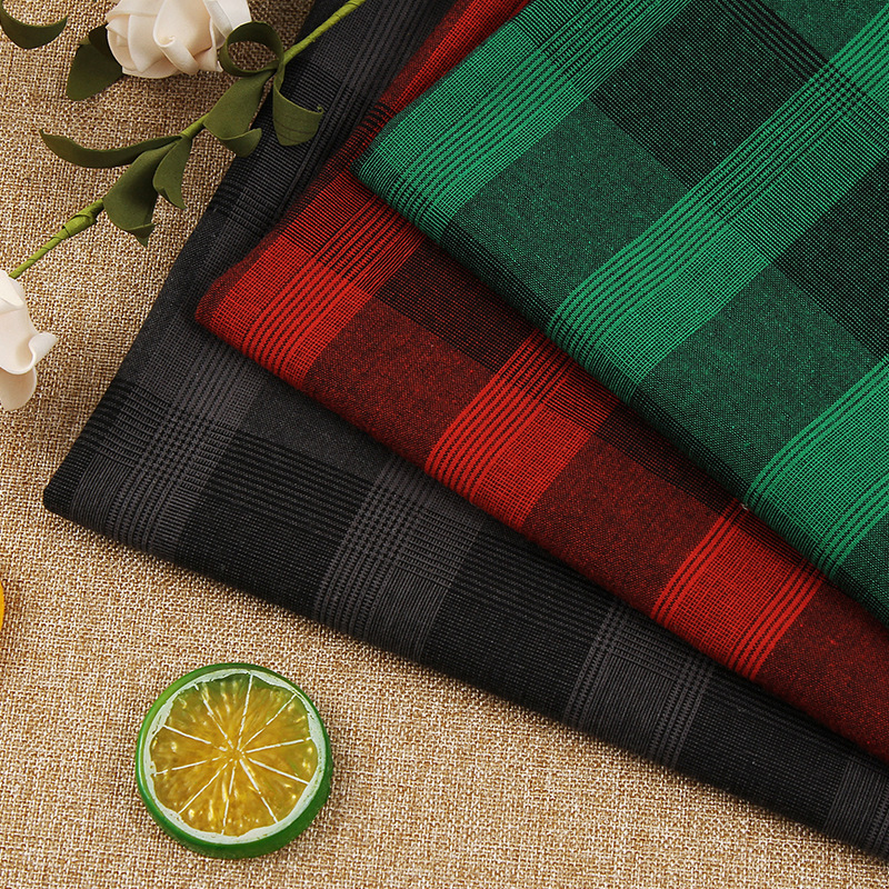 棉类色织布大格子英伦复古时尚衬衫裙裤工艺饰品鞋帽面料 13078