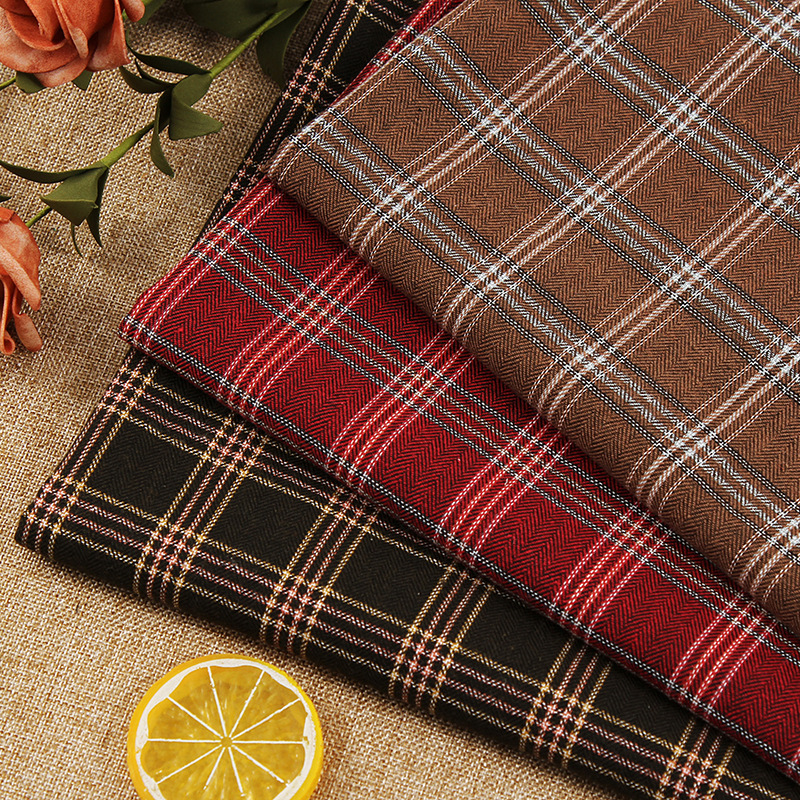 厂家供应 复古格子衬衫色织布 旗袍外套裙裤工艺饰品鞋帽面料