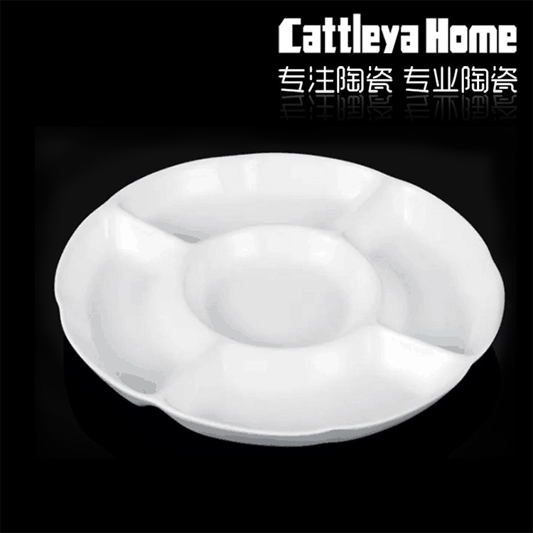Platter tableware ceramic five fruit plate hotel restaurant food stall fruit snack platter factory wholesale can add logo