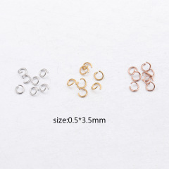 0.5*3.5mm Steel Color Indoor Plated True Gold/Rose Gold Stainless Steel Opening Ring, 100 Pieces/Bag