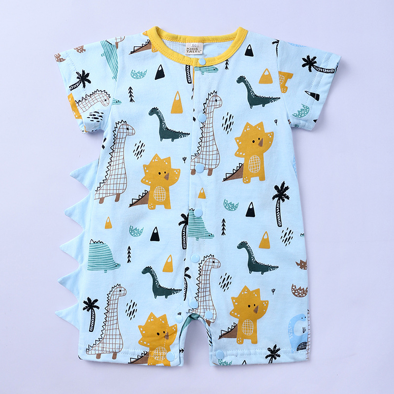 Wholesale Baby Clothes New Short-Sleeved Romper European and American Dinosaur Jumpsuit Ins Children's Clothing Crawling Suit