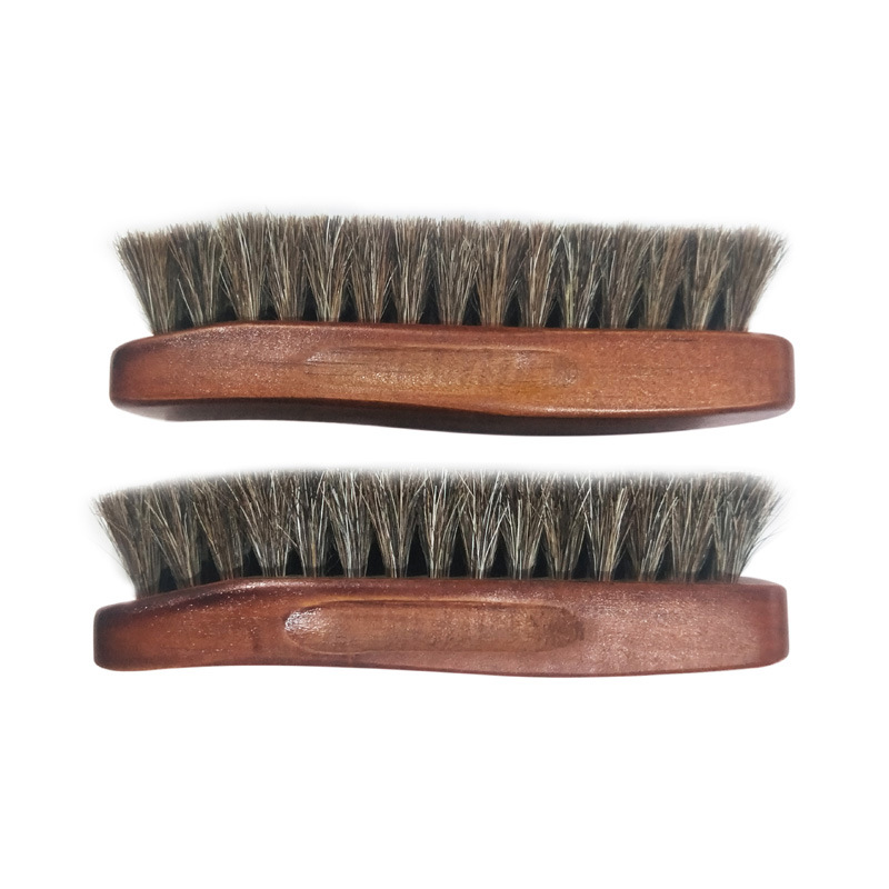 Cepillo tipo barco de madera maciza cepillo de zapatos de piel de caballo cepillo de zapatos de piel suave zapatos de cuero de cerdas de caballo zapatos de cuero multifuncionales cepillo de zapatos de aceite gris